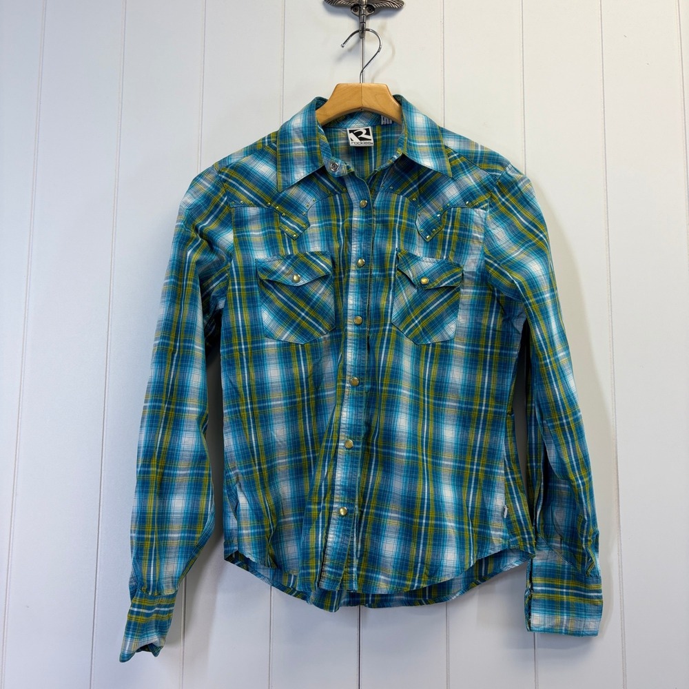 Rockies Western Pearl Snap Shirt Womens Size Small Cowgirl Rodeo Farmhouse Chic